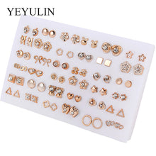 Load image into Gallery viewer, Wholesale 36Pairs/18pairs Mixed Styles Rhinestone Sun Flower Geometric Animal Plastic Stud Earrings Set For Women Girls Jewelry
