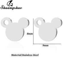 Load image into Gallery viewer, Shuangshuo Stainless Steel Mickey Earrings Mouse Stud Earrings Women Girls Kids Earing Mini Cartoon Animal Ear Studs pendientes