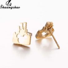 Load image into Gallery viewer, Shuangshuo Stainless Steel Mickey Earrings Mouse Stud Earrings Women Girls Kids Earing Mini Cartoon Animal Ear Studs pendientes