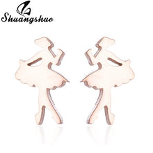 Load image into Gallery viewer, Shuangshuo Stainless Steel Mickey Earrings Mouse Stud Earrings Women Girls Kids Earing Mini Cartoon Animal Ear Studs pendientes