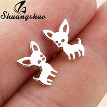 Load image into Gallery viewer, Shuangshuo Stainless Steel Mickey Earrings Mouse Stud Earrings Women Girls Kids Earing Mini Cartoon Animal Ear Studs pendientes