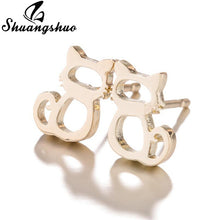 Load image into Gallery viewer, Shuangshuo Stainless Steel Mickey Earrings Mouse Stud Earrings Women Girls Kids Earing Mini Cartoon Animal Ear Studs pendientes