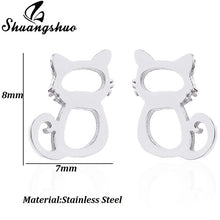 Load image into Gallery viewer, Shuangshuo Stainless Steel Mickey Earrings Mouse Stud Earrings Women Girls Kids Earing Mini Cartoon Animal Ear Studs pendientes