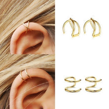 Load image into Gallery viewer, 3Pcs/Set Simple Ear Cuffs for Women Gold Leaf Ear Cuff Clip Earrings Climbers Earcuff No Piercing Fake Cartilage Earring