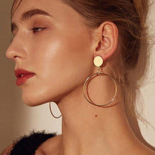 Load image into Gallery viewer, Simple Fashion Gold Silver Plated Geometric Big Round No Pierced Clip Earring for No Ear Hole Women Big Hollow Ear Clips Jewelry