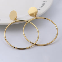 Load image into Gallery viewer, Simple Fashion Gold Silver Plated Geometric Big Round No Pierced Clip Earring for No Ear Hole Women Big Hollow Ear Clips Jewelry